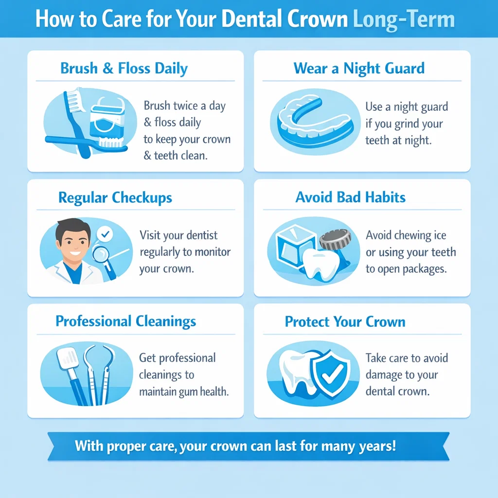 how to care for dental crown long term
